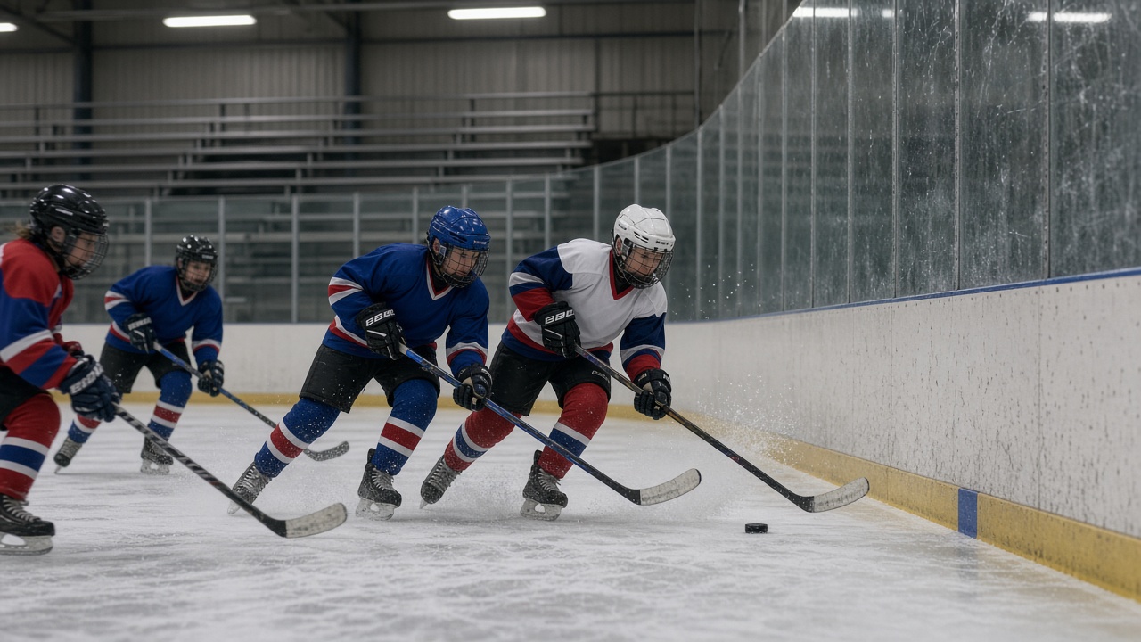 An amateur youth hockey game